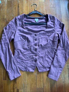 Anew day - Mauve Button-Front Long Sleeve business casual Top